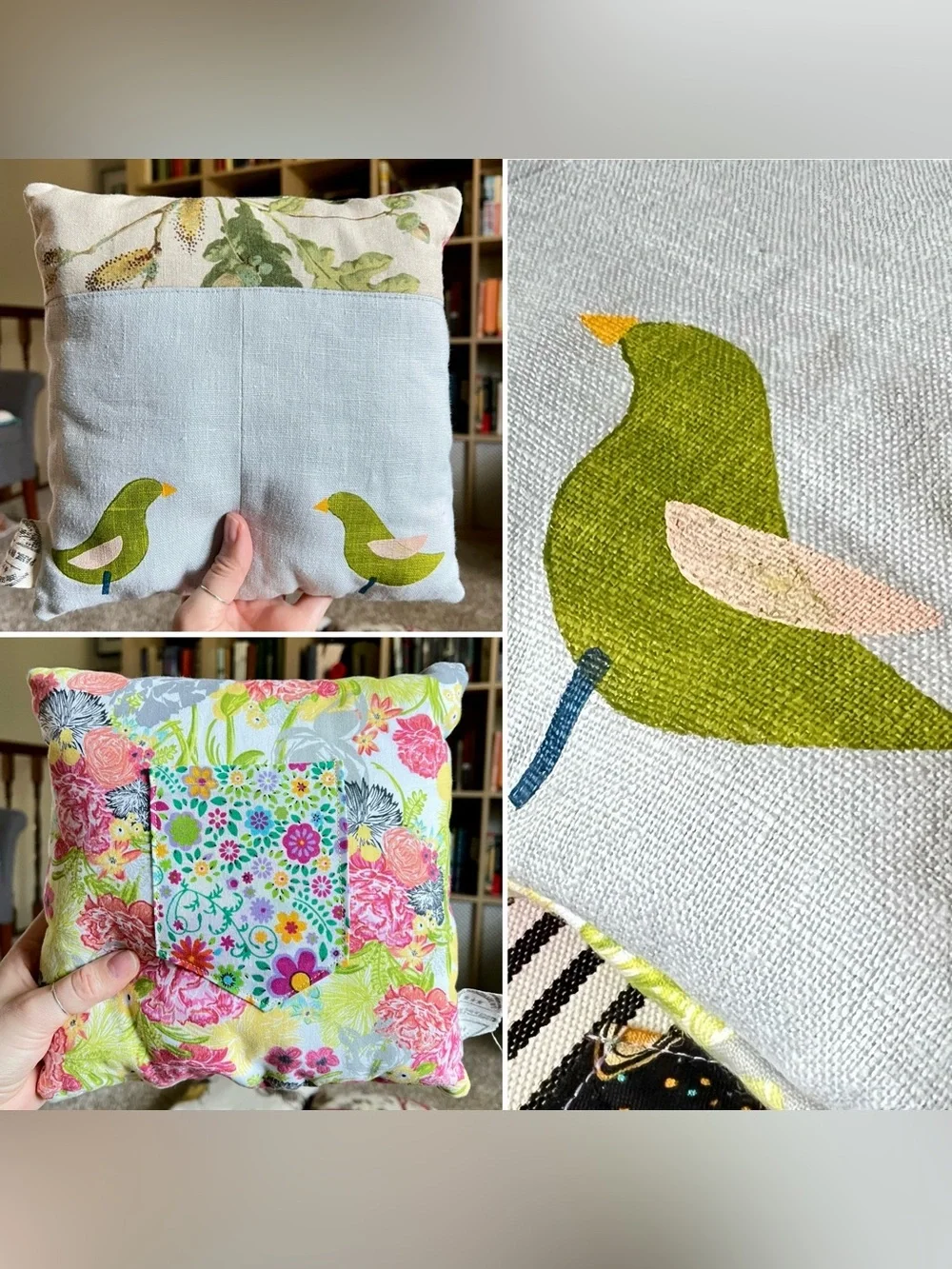 Tooth Fairy Pillow - Designer Fabrics Green Birds and Florals